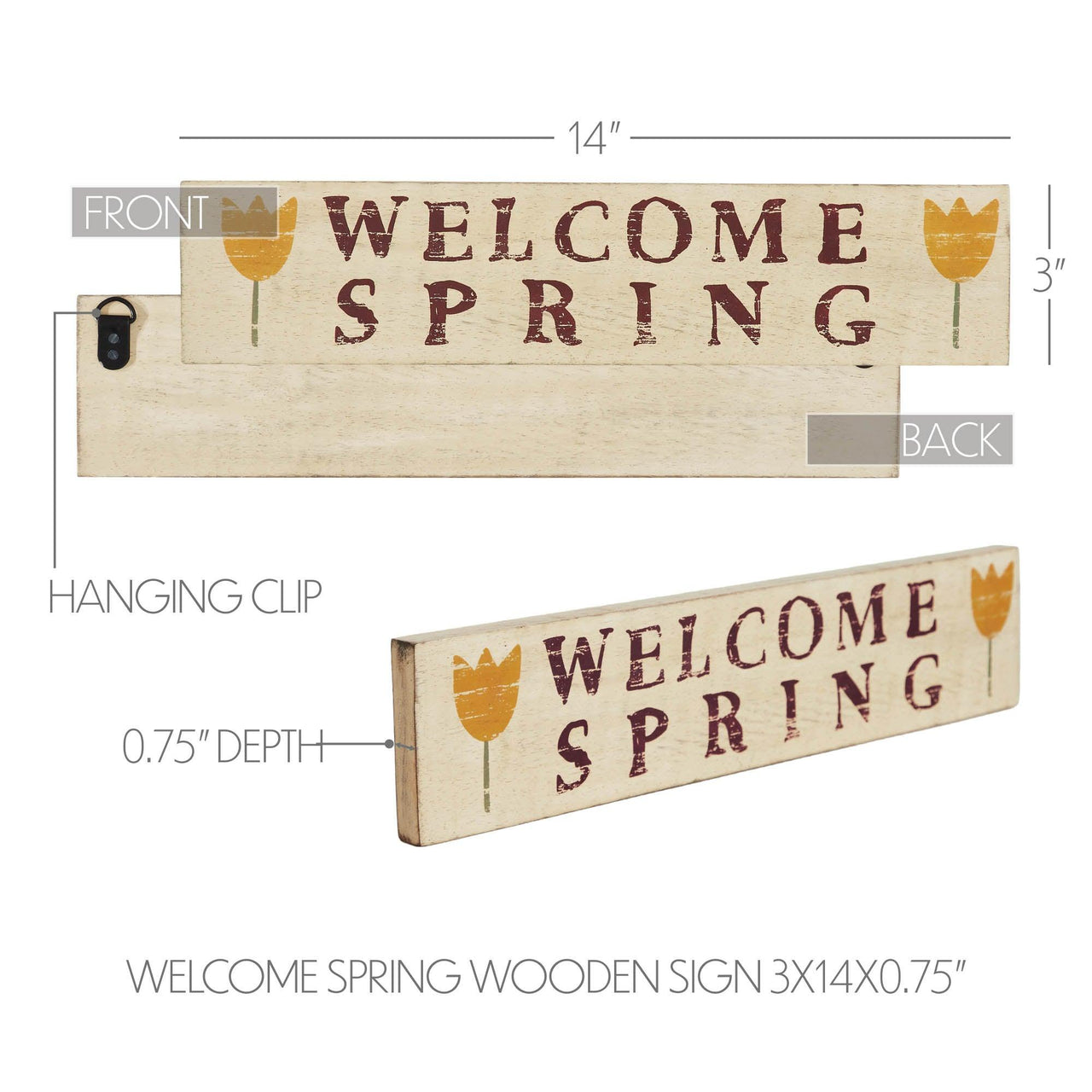 Welcome Spring Wooden Sign 3x14 - The Fox Decor