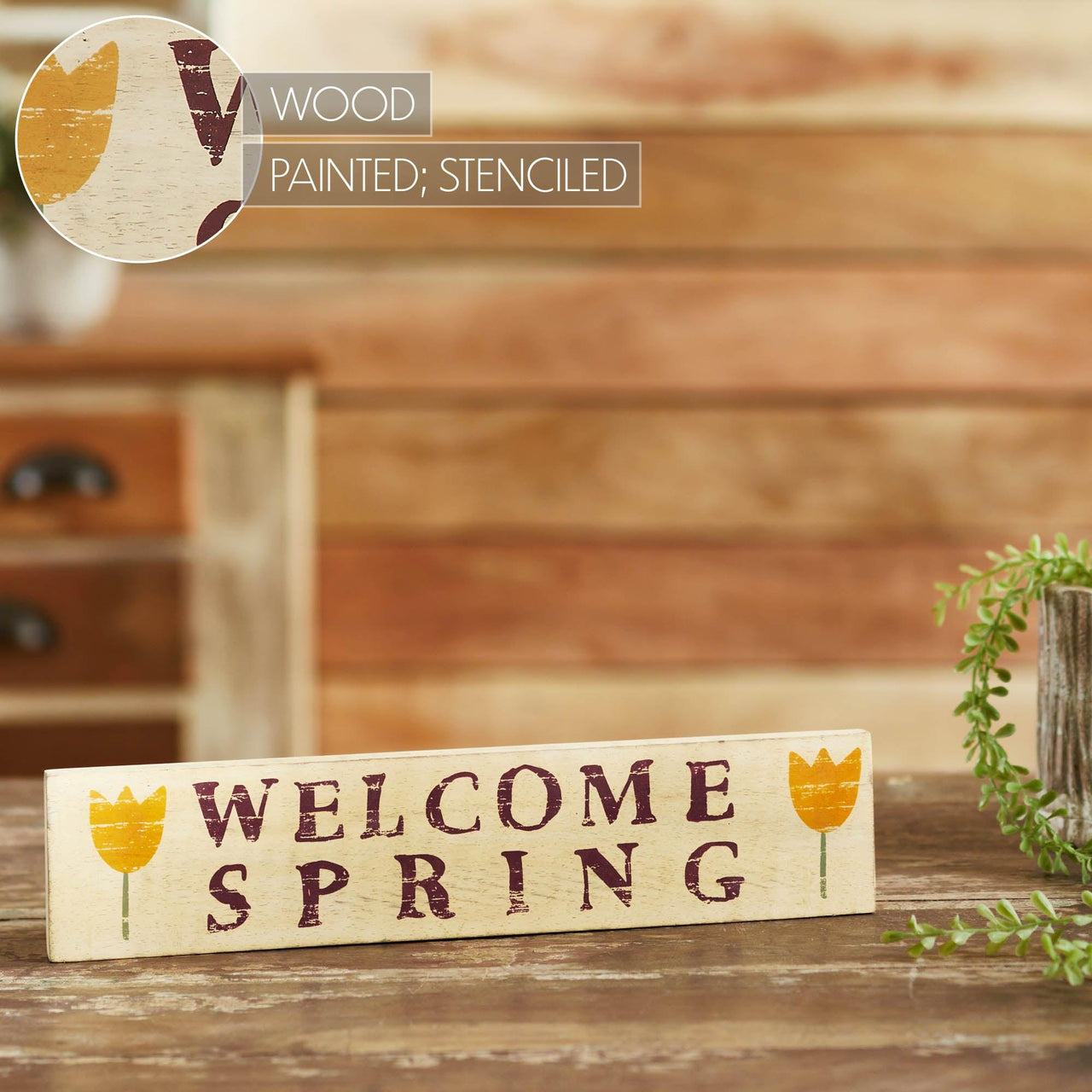 Welcome Spring Wooden Sign 3x14 - The Fox Decor