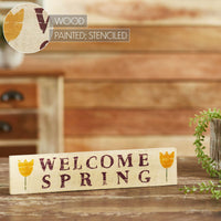 Welcome Spring Wooden Sign 3x14 - The Fox Decor
