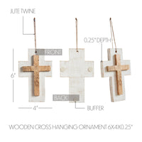 Wooden Cross Hanging Ornament 6x4 - The Fox Decor