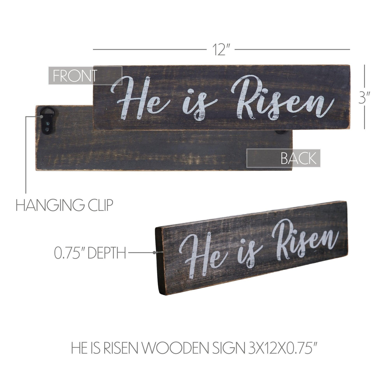He Is Risen Wooden Sign 3x12 - The Fox Decor