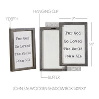 John 3:16 Wooden Shadow Box Frame 14x9x1 - The Fox Decor