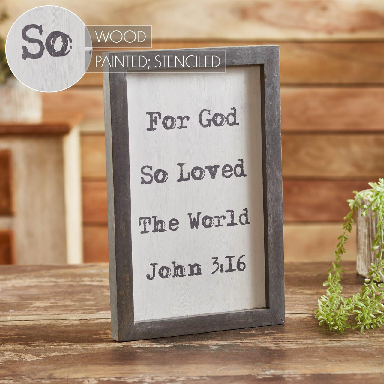 John 3:16 Wooden Shadow Box Frame 14x9x1 - The Fox Decor