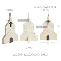 Wooden Block Church 10x6x1 - The Fox Decor