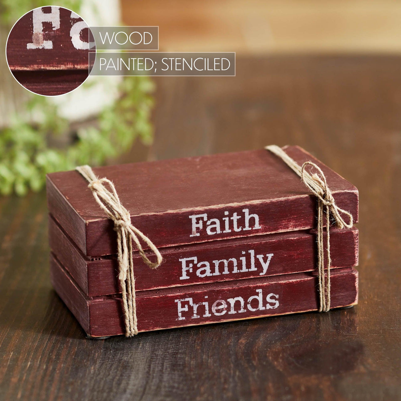 Faith Family Friends Faux Book Stack 2.5x6x4 - The Fox Decor
