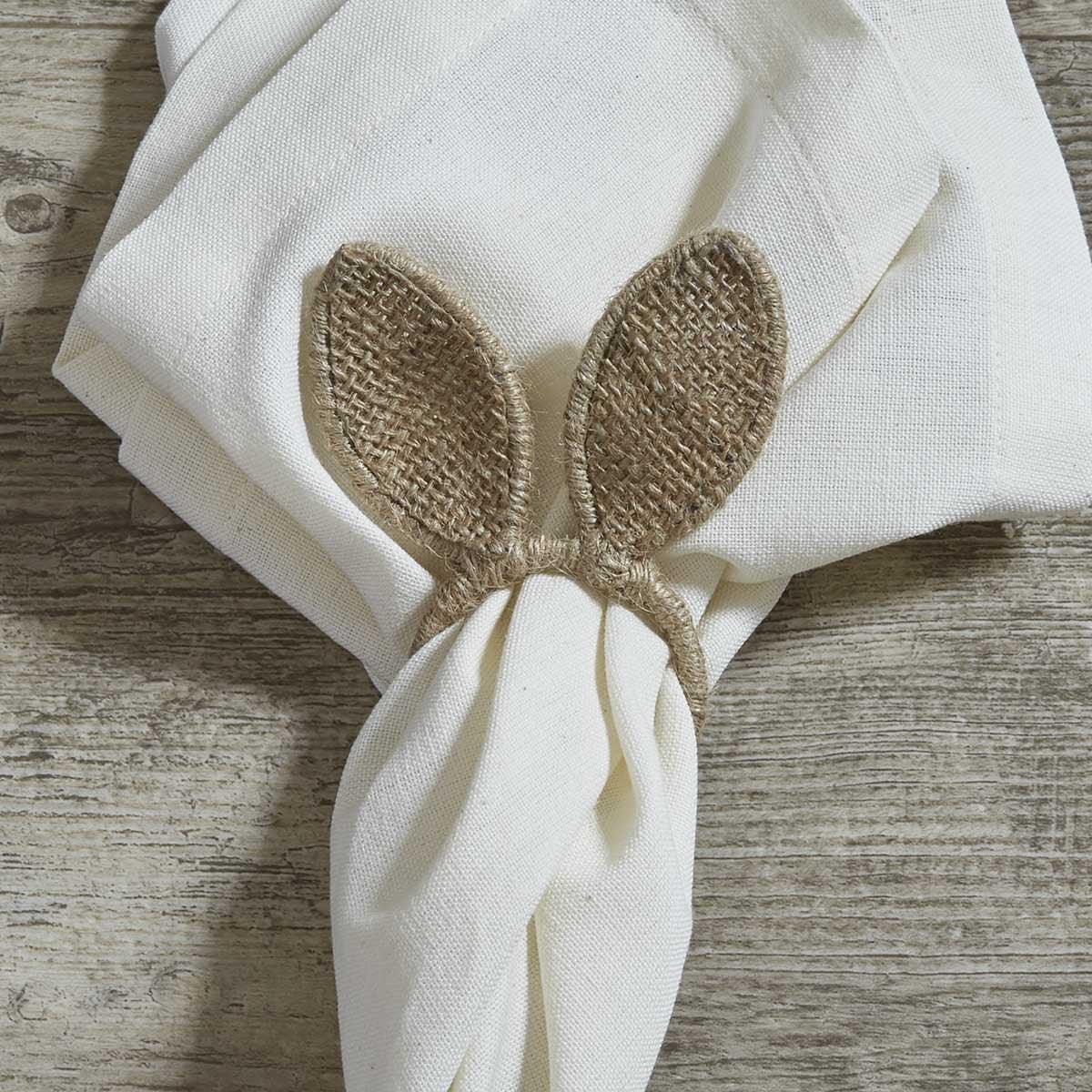 Burlap Bunny Ears Napkin Ring Set of 6 Park Designs - The Fox Decor