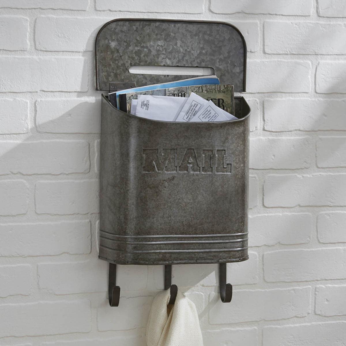 Galvanized Mailbox with Hooks - Park Designs - The Fox Decor