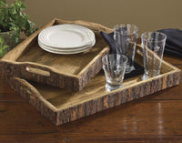 Thumbnail for Wood Wth Bark Edge Trays - Set of 2 - Park Designs - The Fox Decor
