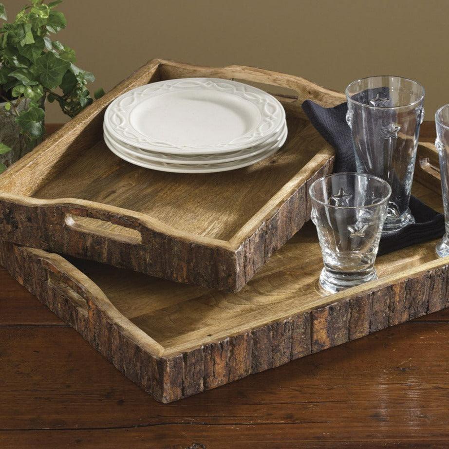 Wood Wth Bark Edge Trays - Set of 2 - Park Designs - The Fox Decor