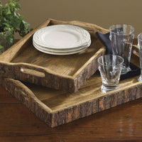 Thumbnail for Wood Wth Bark Edge Trays - Set of 2 - Park Designs - The Fox Decor
