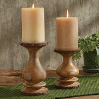 Wood With Bark Edge Candle Holder - Pillar 7