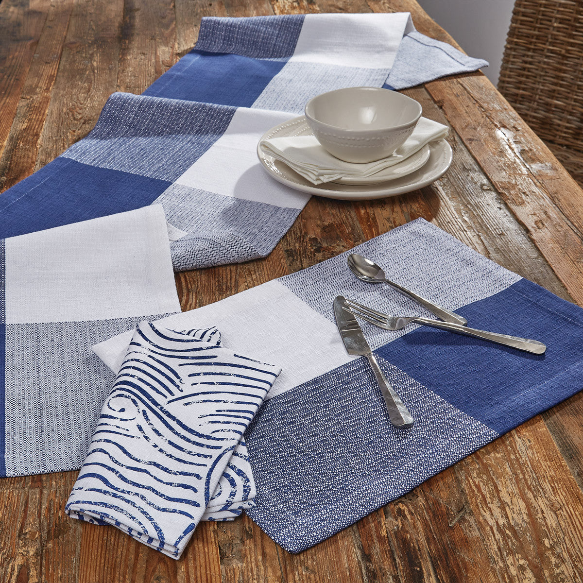 Block Check Woven Table Runner 72" L - Park Designs - The Fox Decor