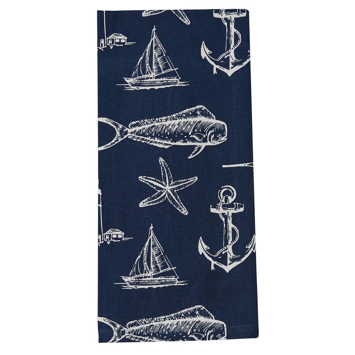 Captain's Quarters Dishtowel - Navy Set of 2  Park Designs