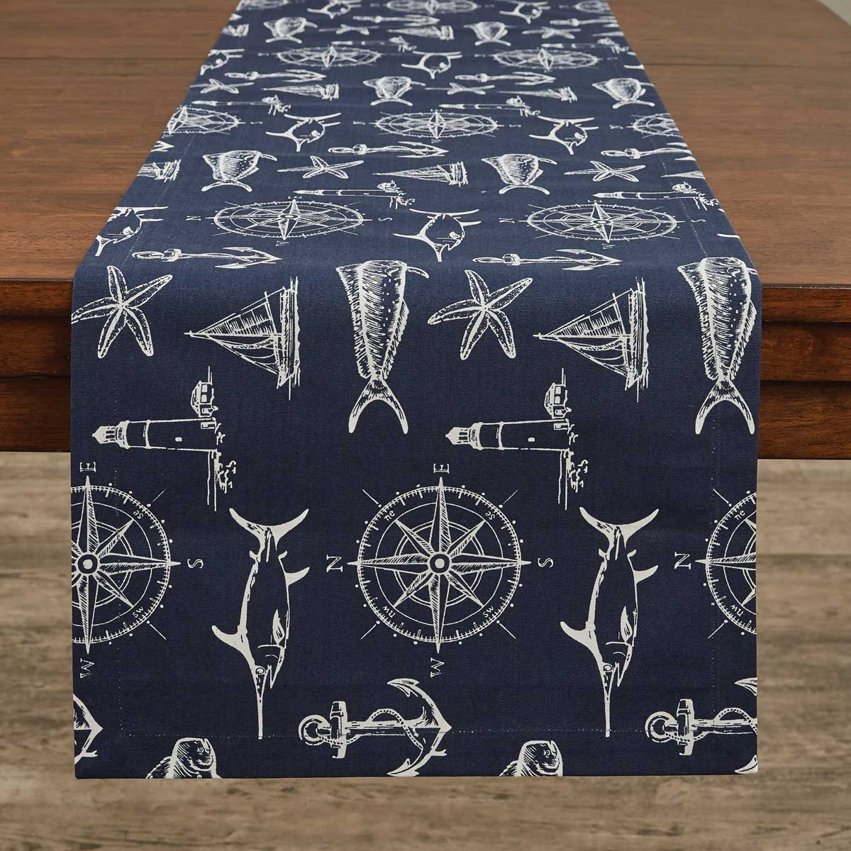 Captain's Quarters Table Runner 54"L - Navy  Park Designs