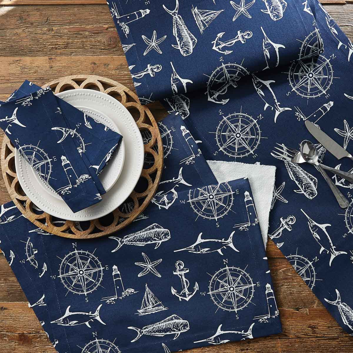 Captain's Quarters Table Runner 54"L - Navy  Park Designs