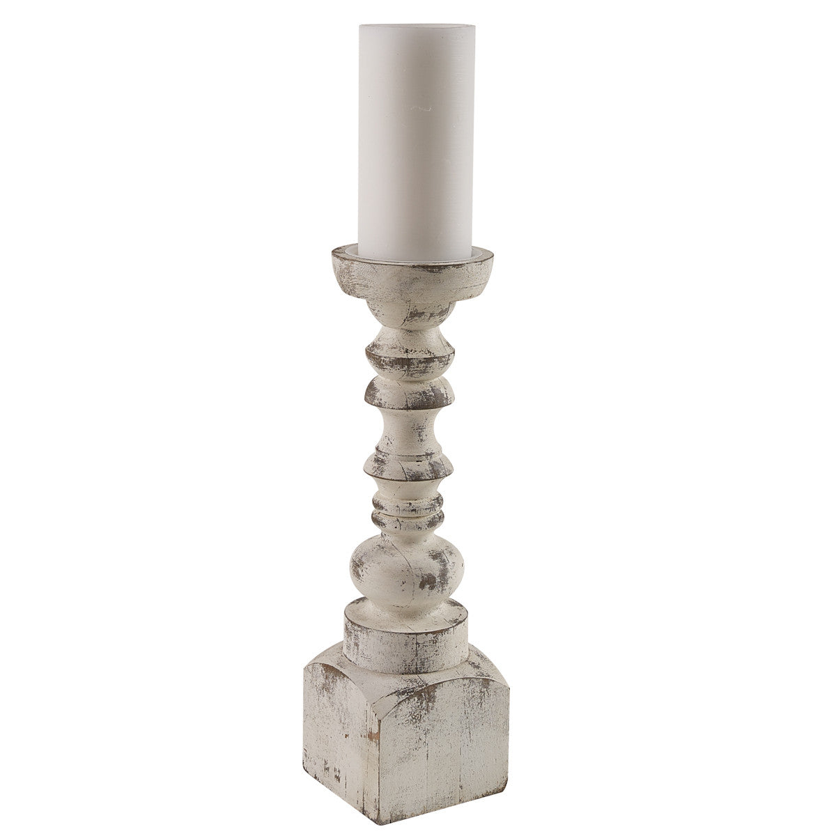 Brighton Wood Candle Holder - Whitewashed 15" Park Designs - The Fox Decor