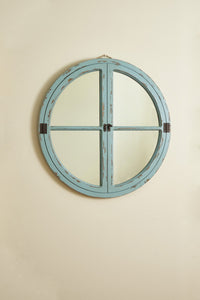 Thumbnail for Round Aqua (Sea Blue) Window Wood Mirror - Park Designs