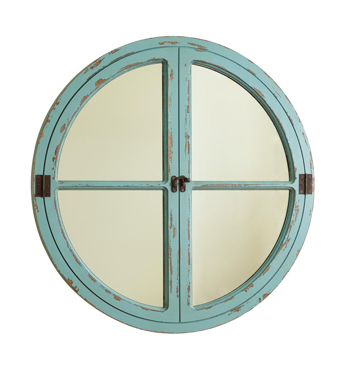 Round Aqua (Sea Blue) Window Wood Mirror - Park Designs