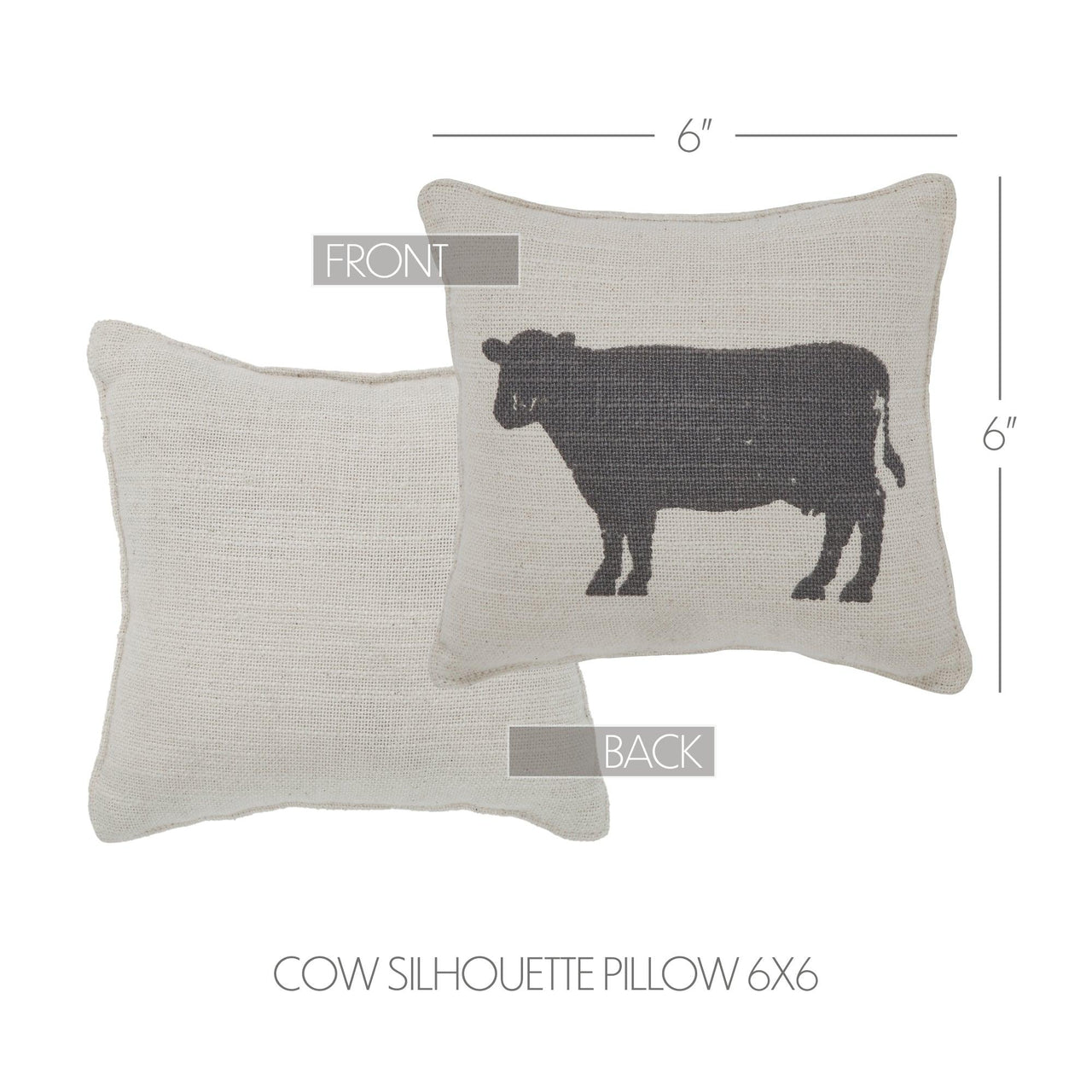Finders Keepers Cow Silhouette Pillow 6x6 - The Fox Decor
