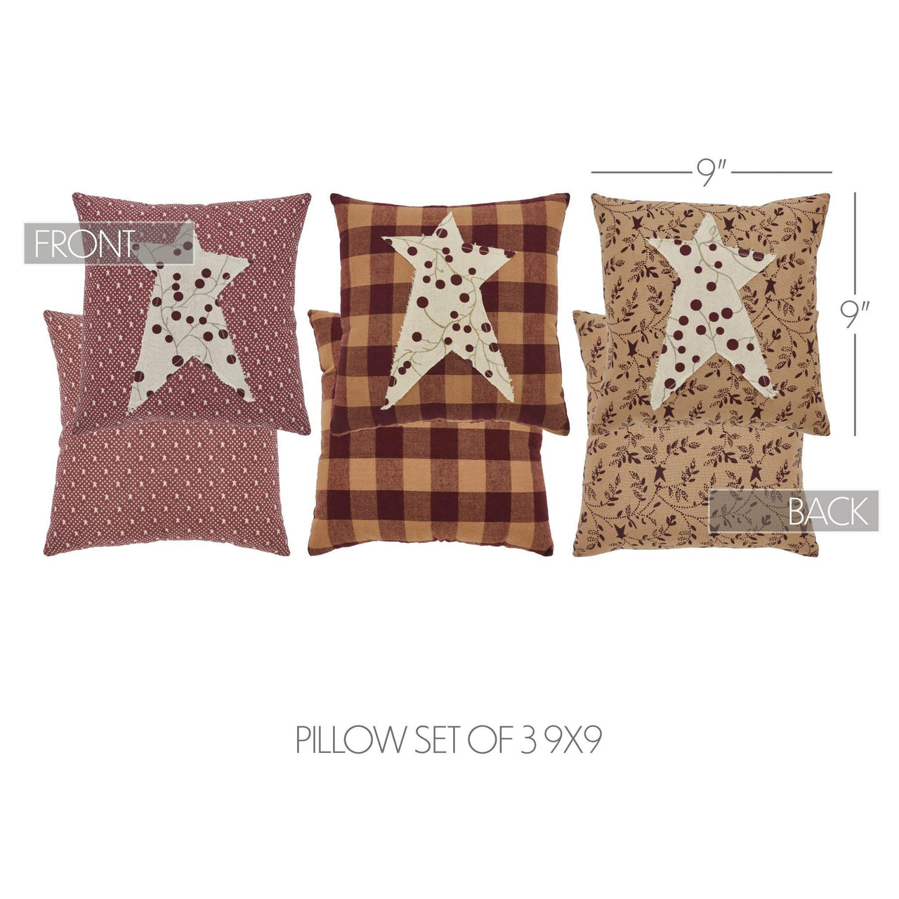 Pip Vinestar Pillow Set of 3 9x9 - The Fox Decor