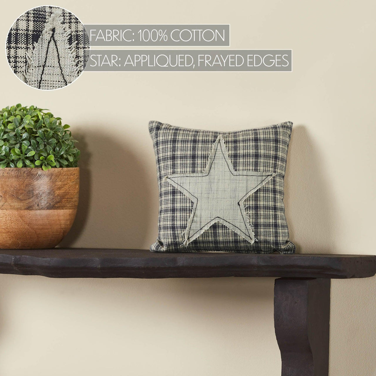 My Country Applique Star Pillow 6x6 - The Fox Decor