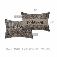 Custom House Black Tan Jacquard Blessed Pillow 9.5x14 - The Fox Decor