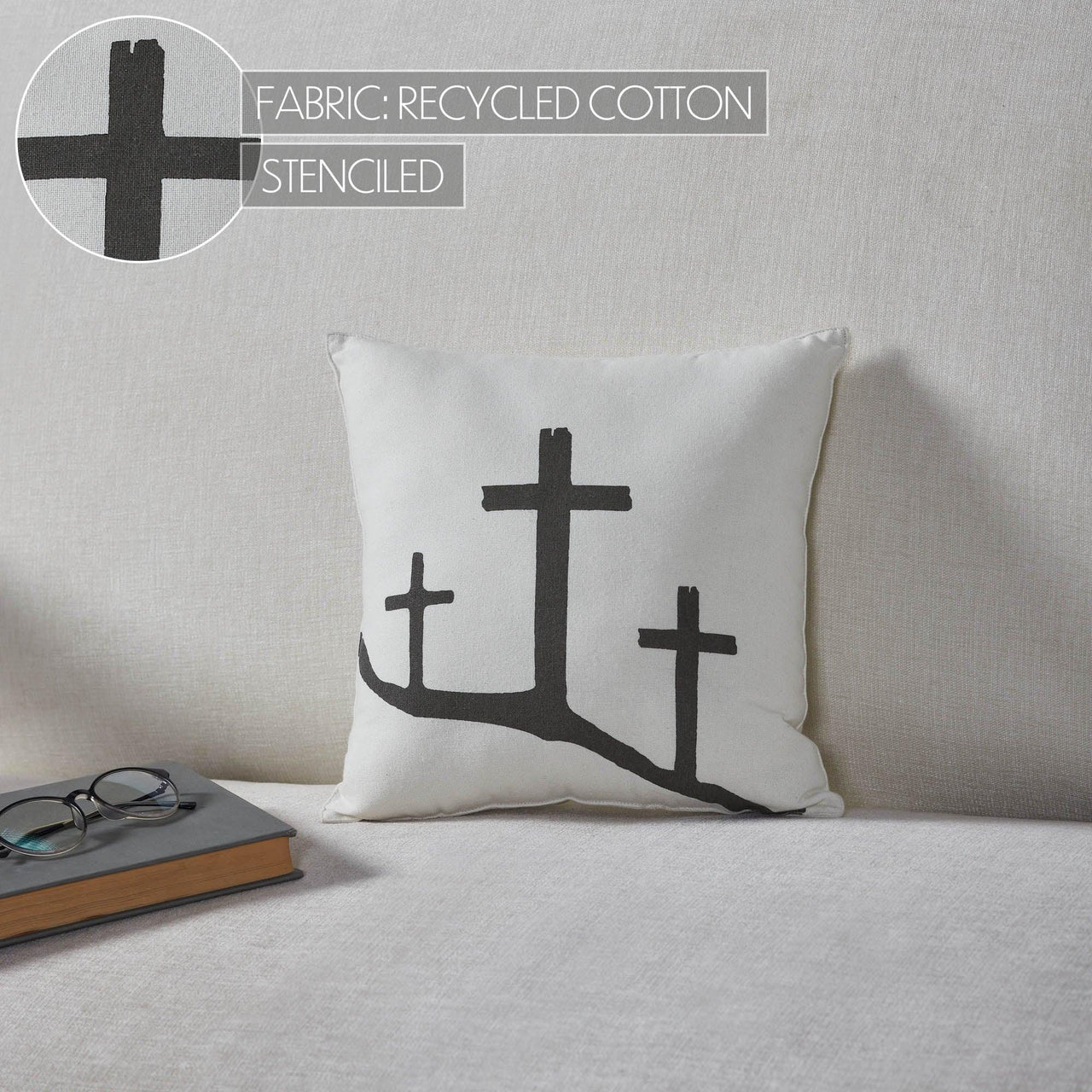 Risen 3 Crosses Pillow 12x12 - The Fox Decor