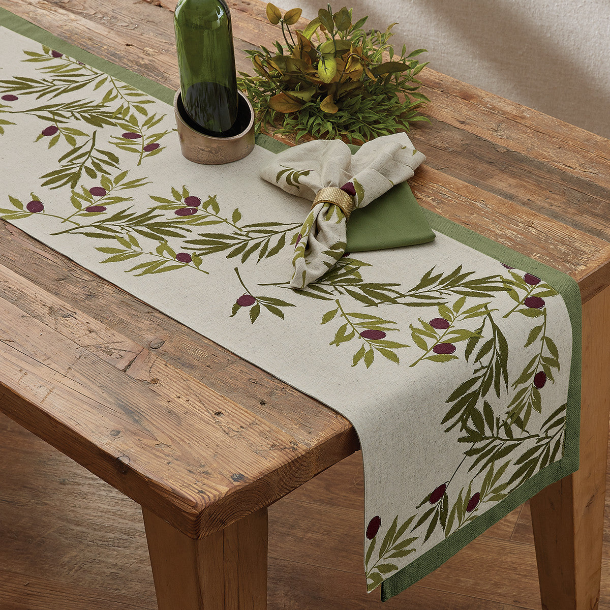 Olives Printed Table Runner - 90"L Park Designs