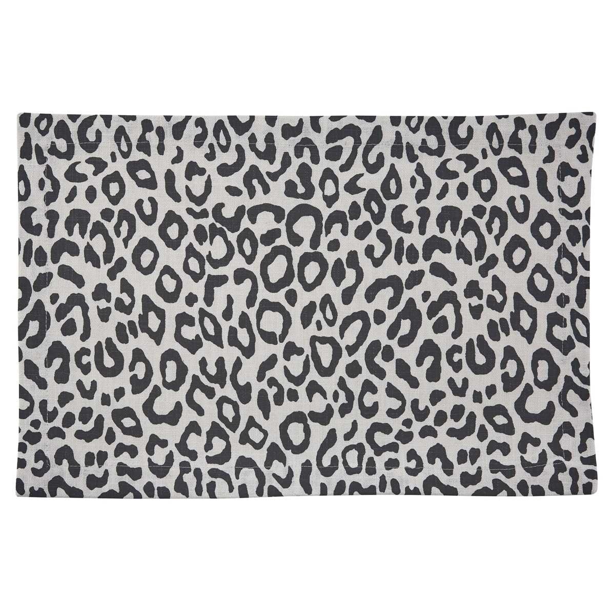 Safari Leopard Printed Placemat - Black Set of 4  Park Designs