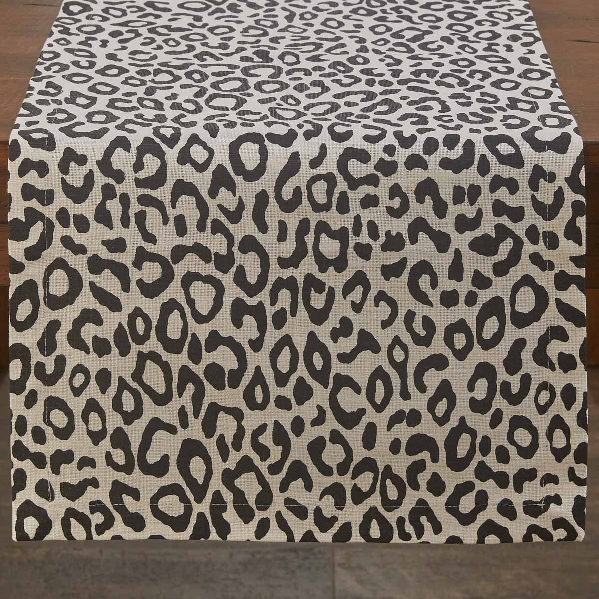 Safari Leopard Printed Table Runner 72"L - Black Park Designs