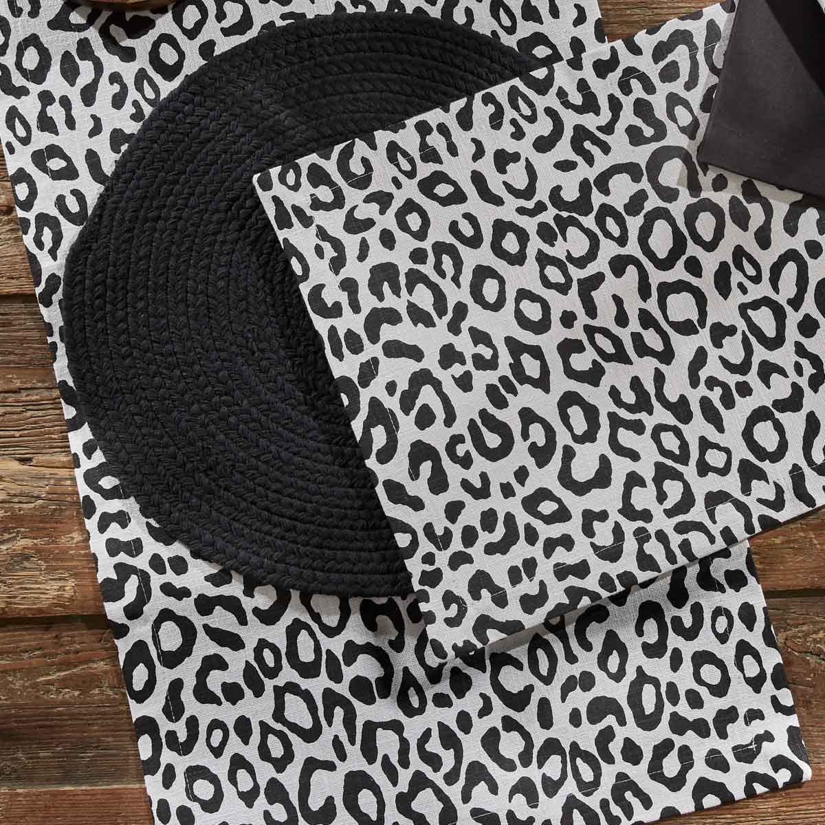 Safari Leopard Printed Table Runner 72"L - Black Park Designs - The Fox Decor
