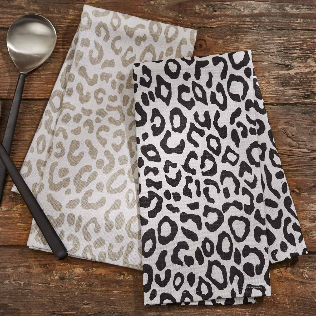 Safari Leopard Printed Towel - Natural Set of 2  Park Designs