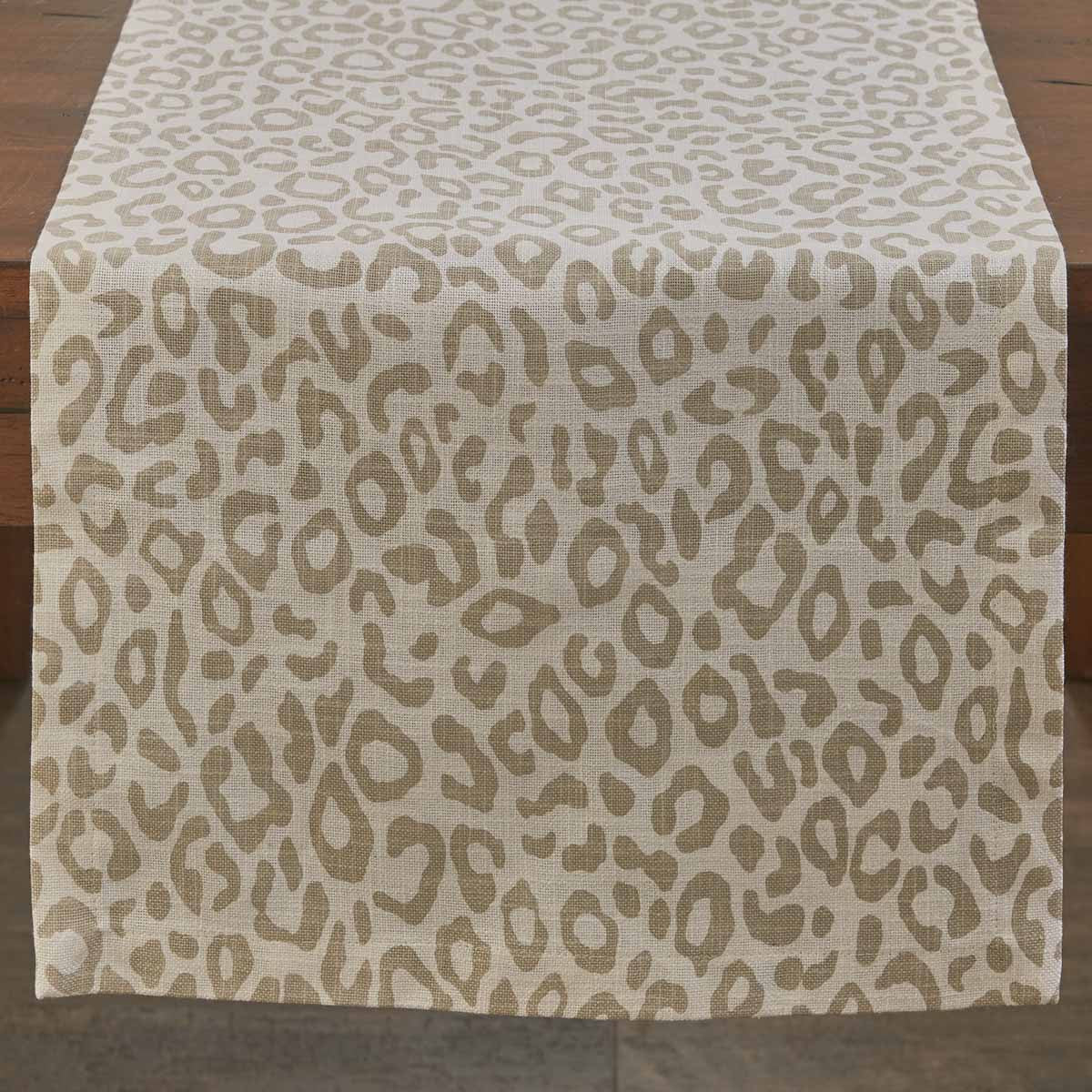 Safari Leopard Printed Table Runner 72"L - Natural Park Designs