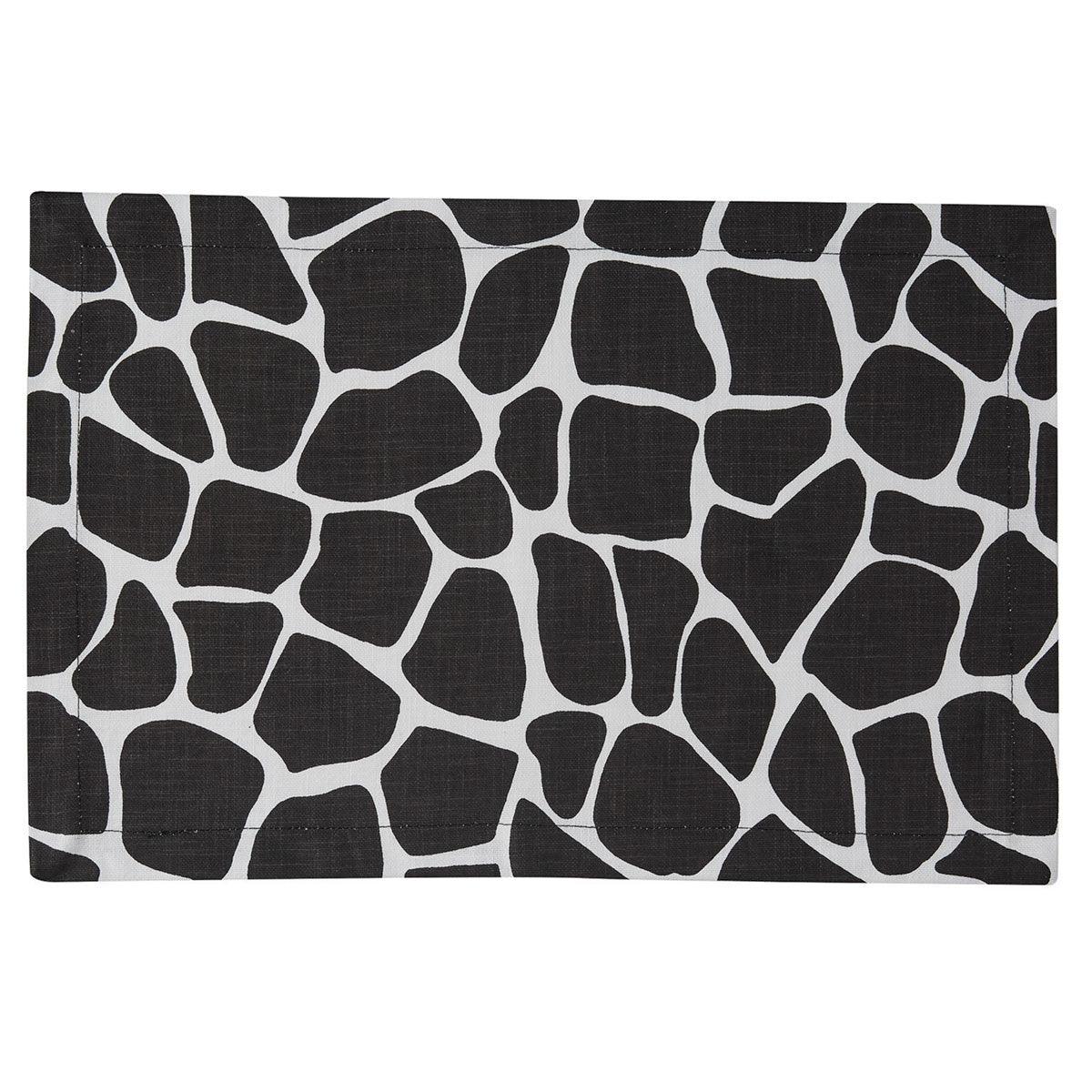 Giraffe Printed Napkin - Black Set of 4  Park Designs