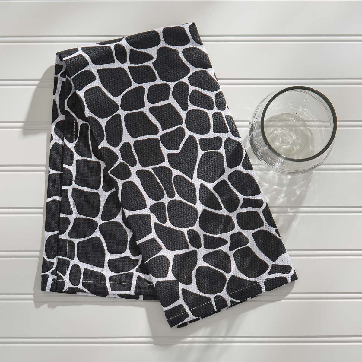 Giraffe Printed Towel - Black  Set of 2  Park Designs