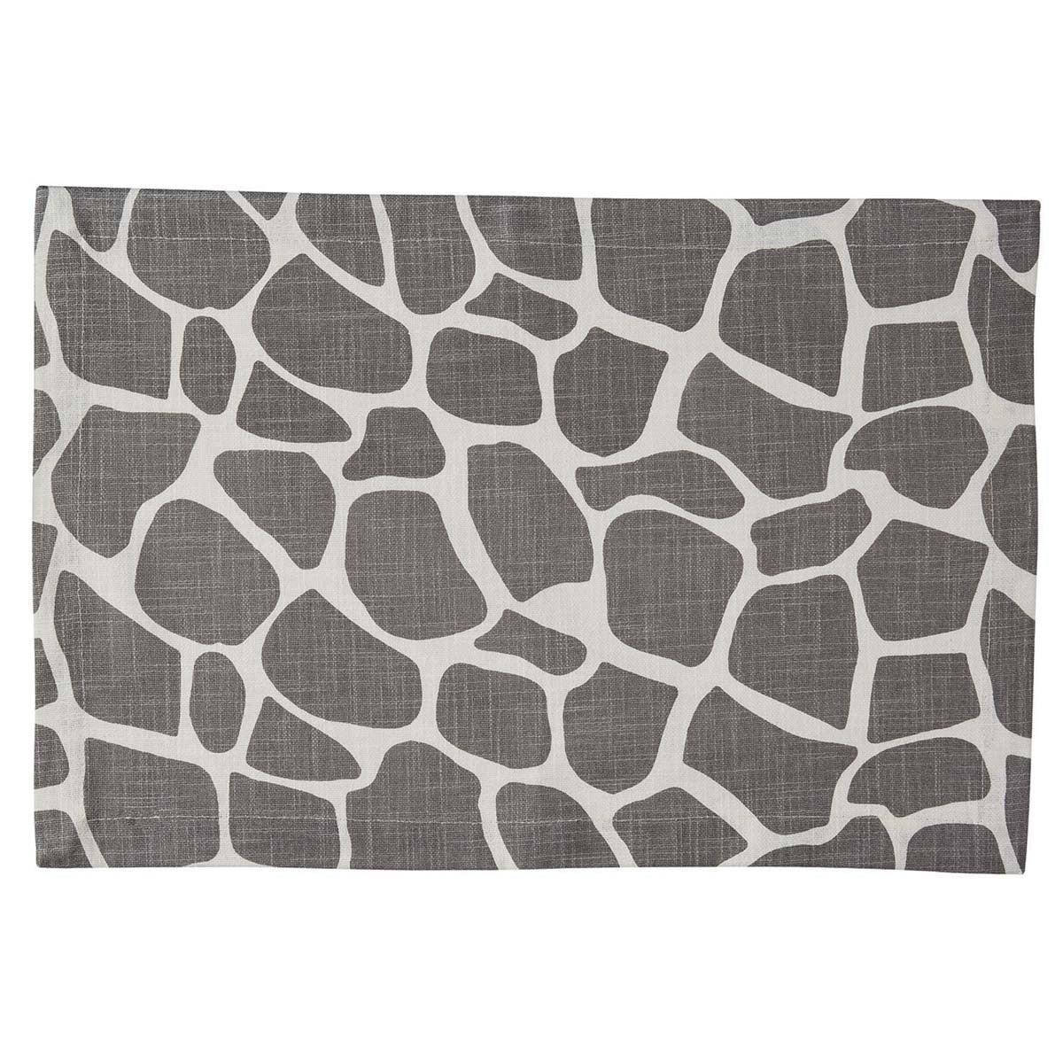 Giraffe Printed Placemat - Gray  Set of 4  Park Designs