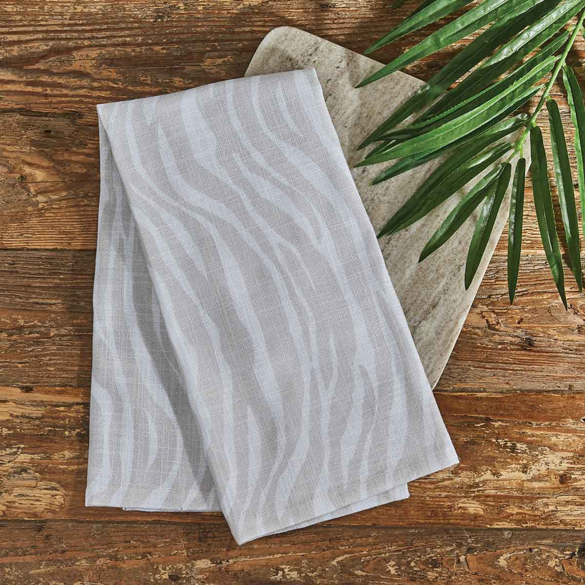 Zebra Printed Towel - Tassels Set of 2  Park Designs