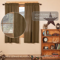 Tea Cabin Green Plaid Short Panel Curtain Set of 2 63x36 - The Fox Decor