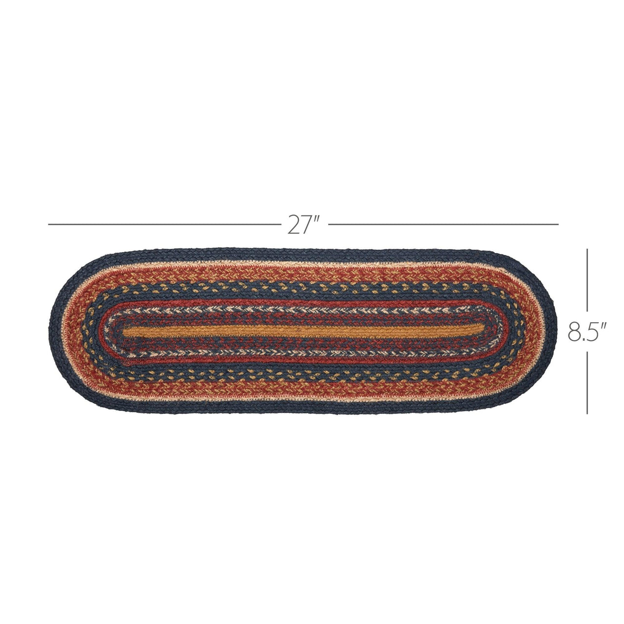 Stratton Jute Stair Tread Oval Latex 8.5x27 VHC Brands - The Fox Decor