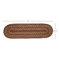 Thumbnail for Burgundy Tan Jute Stair Tread Oval Latex 8.5x27 VHC Brands - The Fox Decor