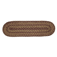 Thumbnail for Burgundy Tan Jute Stair Tread Oval Latex 8.5x27 VHC Brands - The Fox Decor