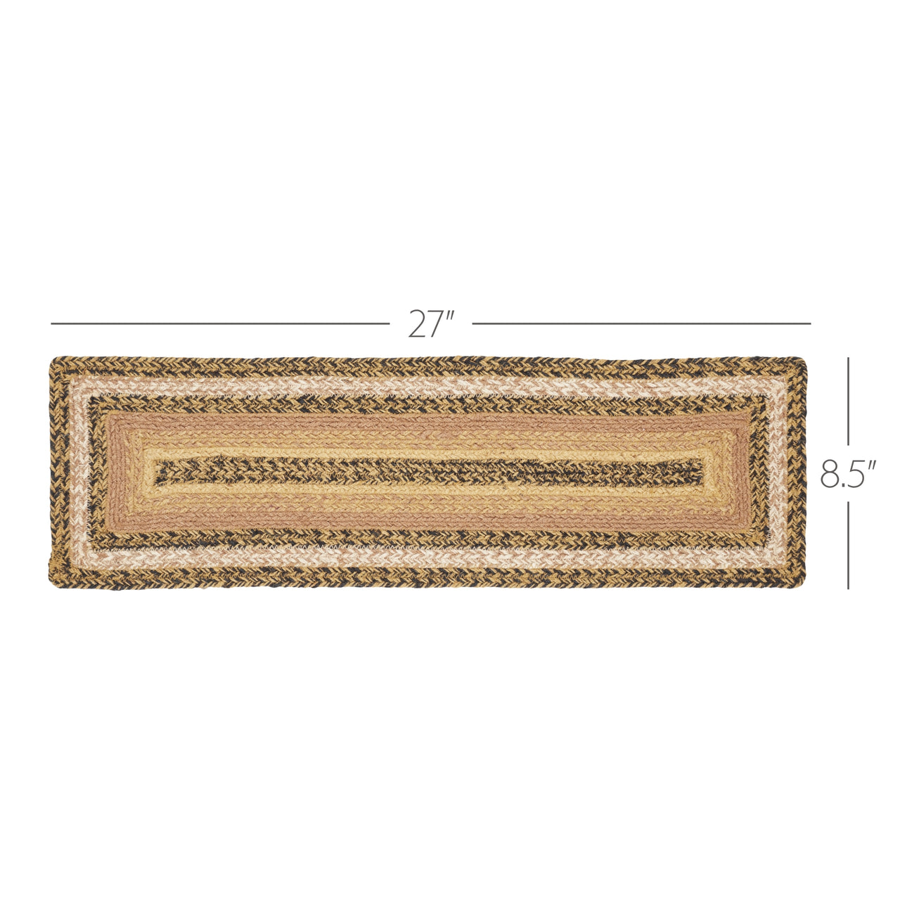 Kettle Grove Jute Braided Stair Tread Rect Latex 8.5"x27" VHC Brands