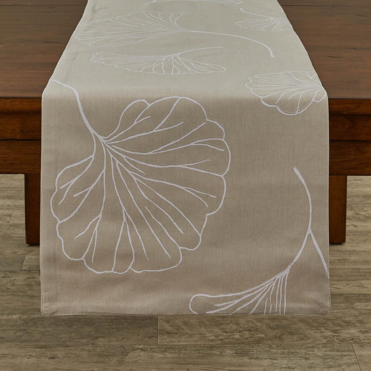 Gingko Table Runner 72"L - Stone Set of 2 Park Designs - The Fox Decor