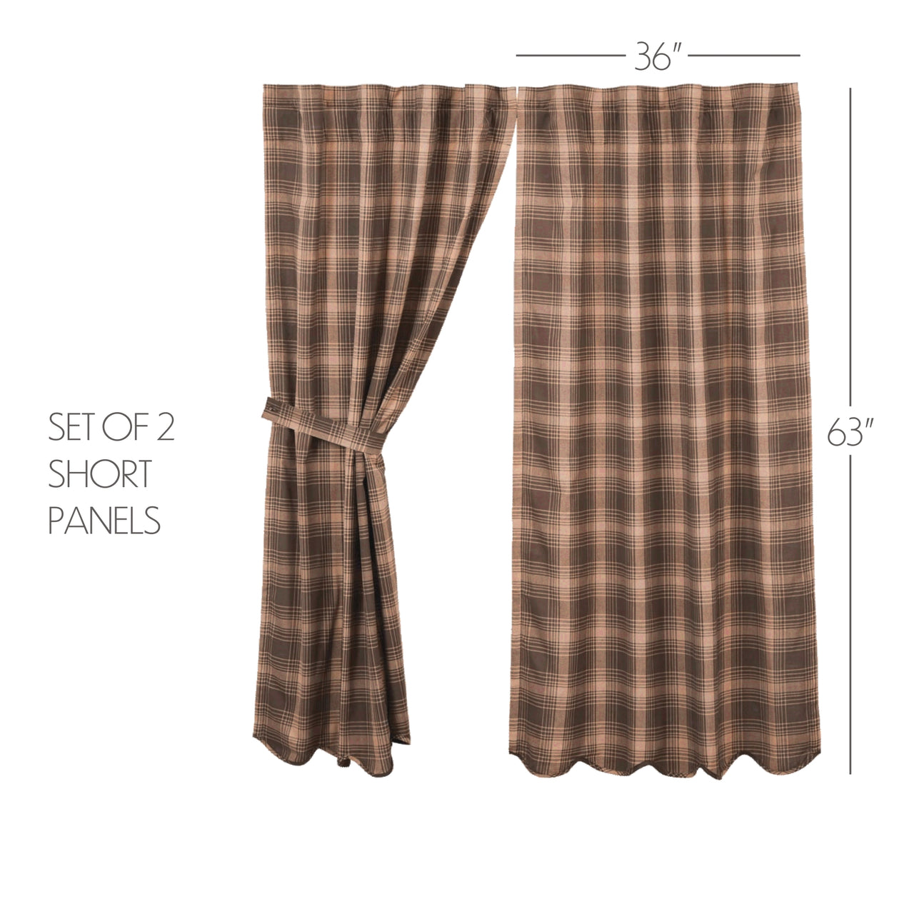 Dawson Star Scalloped Short Panel Curtain Set of 2 63"x36" VHC Brands