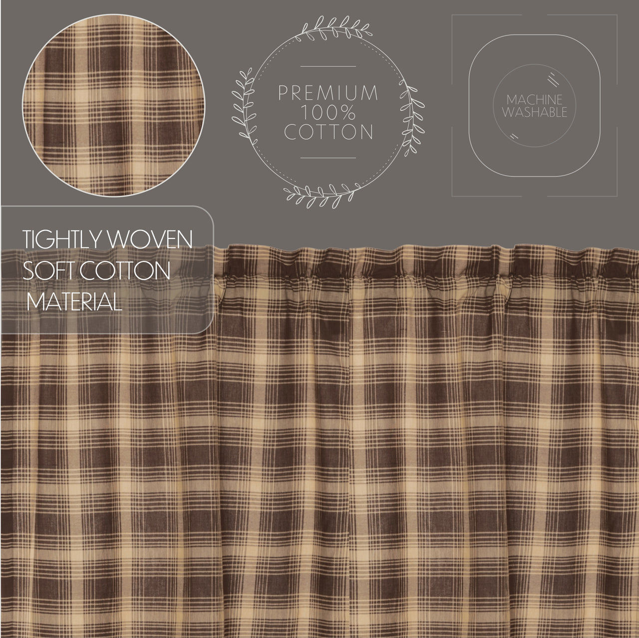 Dawson Star Scalloped Short Panel Curtain Set of 2 63"x36" VHC Brands - The Fox Decor