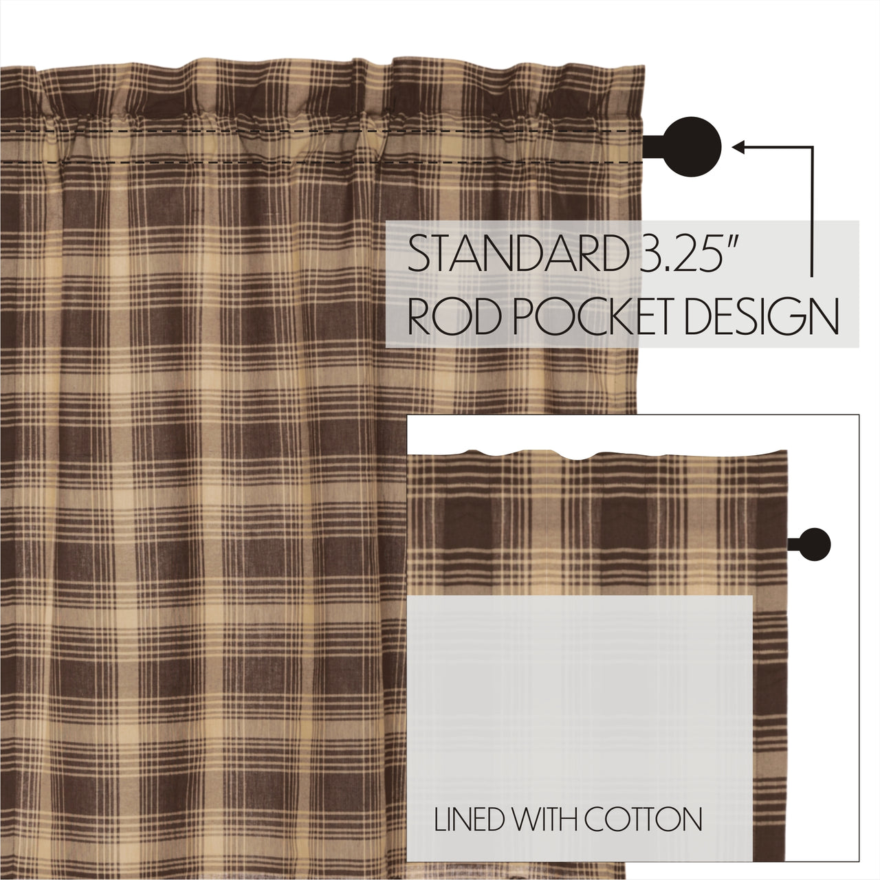 Dawson Star Scalloped Short Panel Curtain Set of 2 63"x36" VHC Brands - The Fox Decor