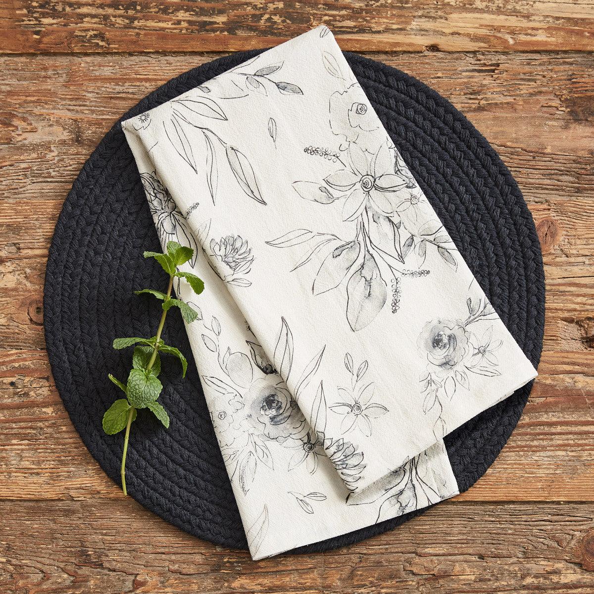 Midnight Floral Dishtowel Set of 2 Park Designs