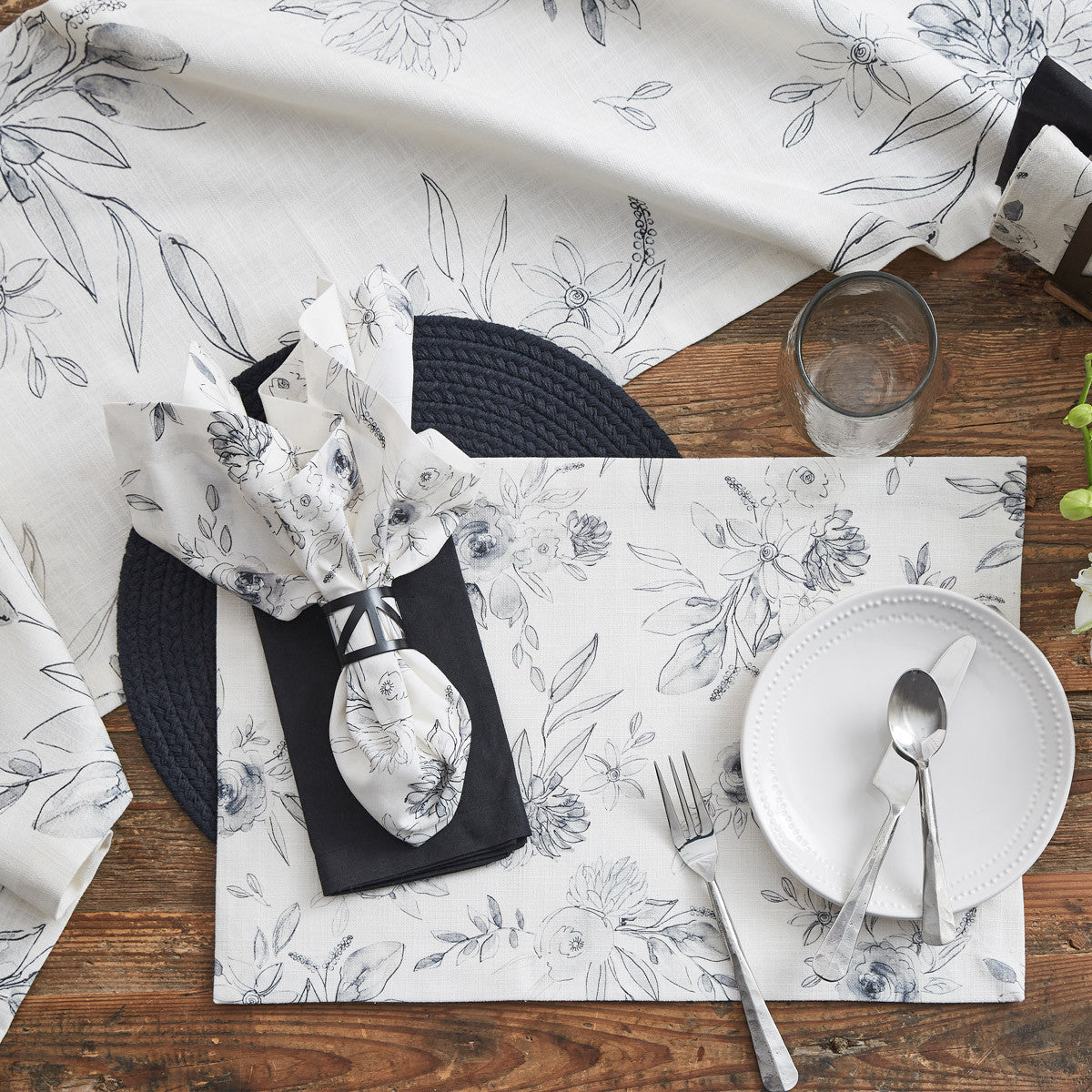 Midnight Floral Table Runner 54"L Park Designs - The Fox Decor