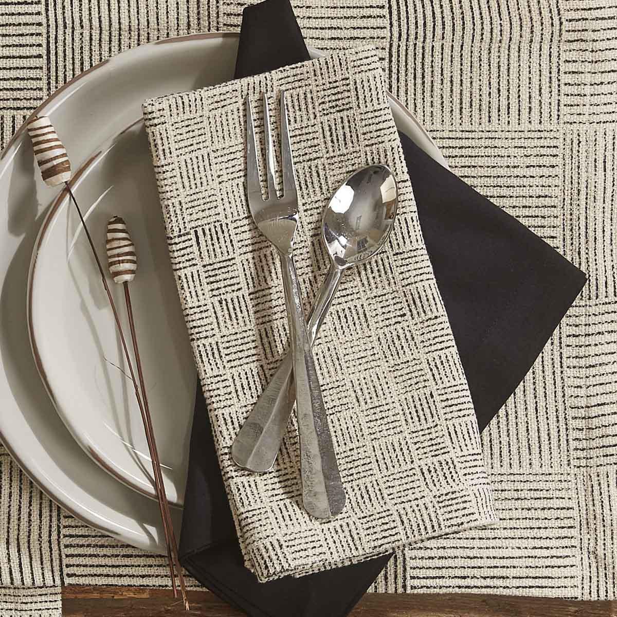 Black And Natural Block Print Napkin set of 4 Park Designs - The Fox Decor
