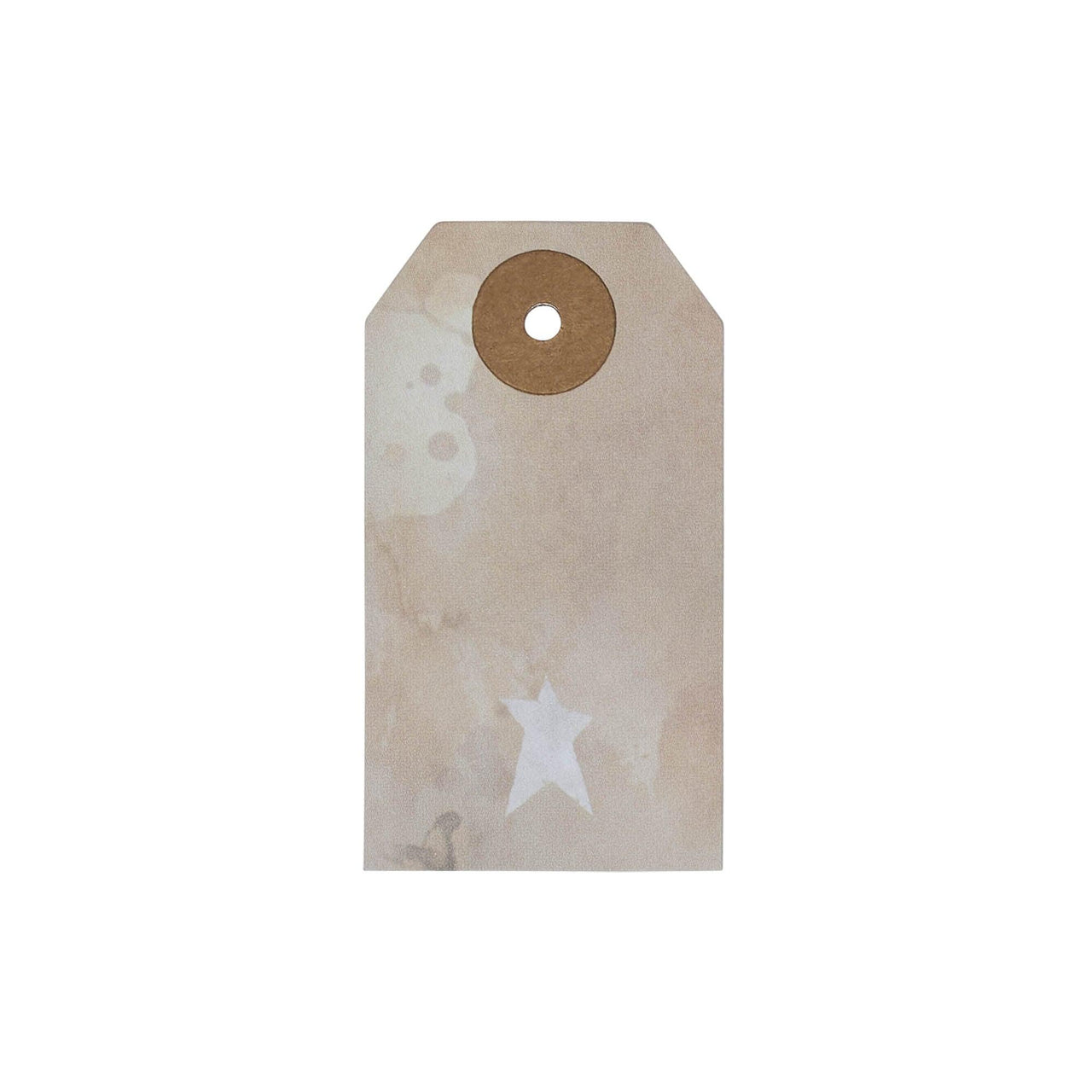 Primitive Star Tea Stained Paper Tag Creme 2.75x1.5 w/ Twine Set of 50 - The Fox Decor